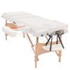 3-Zone Folding Massage Table 3.9" Thick White